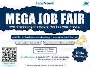 Read more about the article LearNowX to Host Mega Job Fair for Cloud Analogy: 100+ Developer Openings